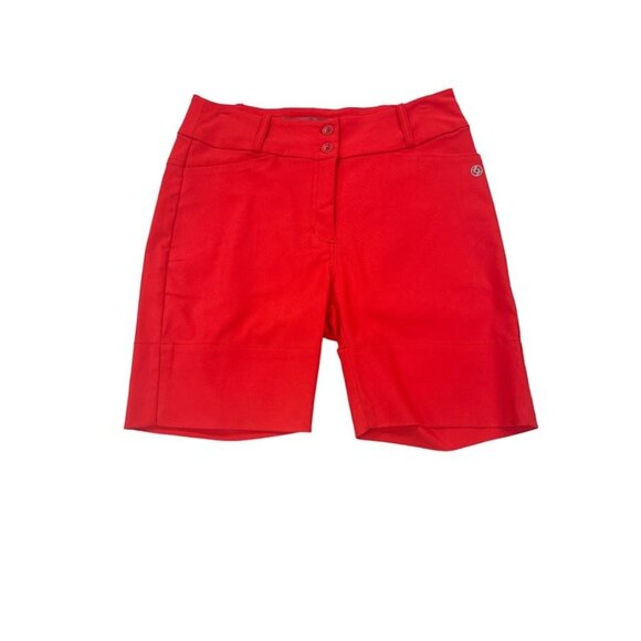 Lija Women's Golf Shorts Coral Reef Red Polyester Blend Athleisure Style Size 4 - Picture 1 of 2